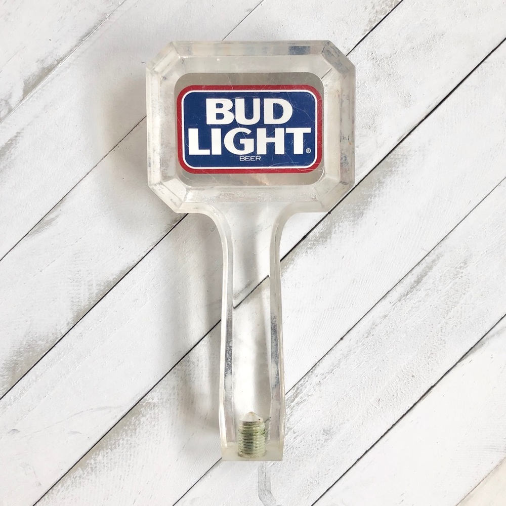 VINTAGE Bud Light Beer Tap Handle Acrylic Lucite 7.5" Retro Bar Decor